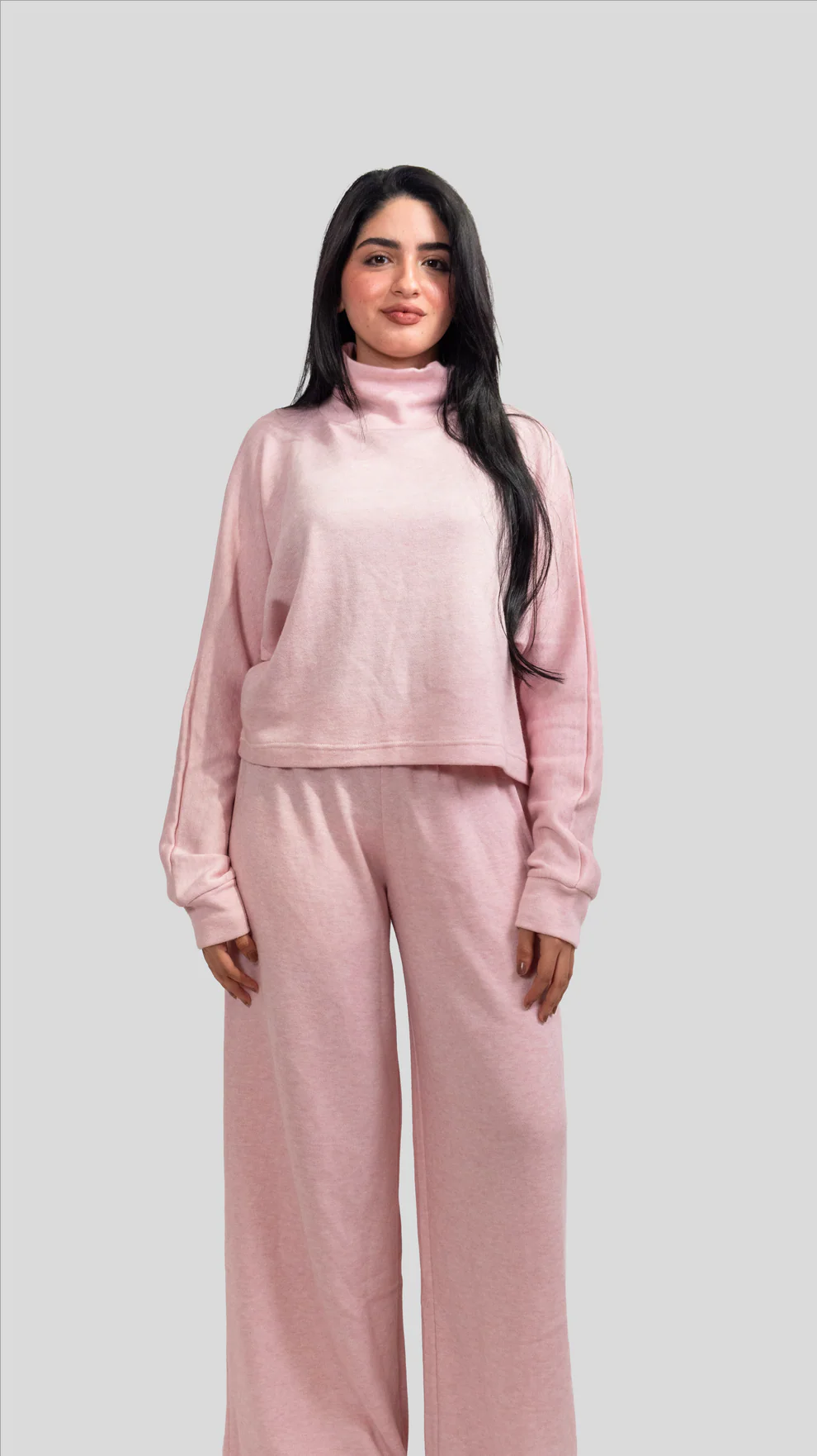 Turtle neck with wide sleeves Pink One size (S M)