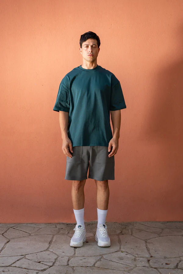 b)asic Oversized T-Shirt Iron Green