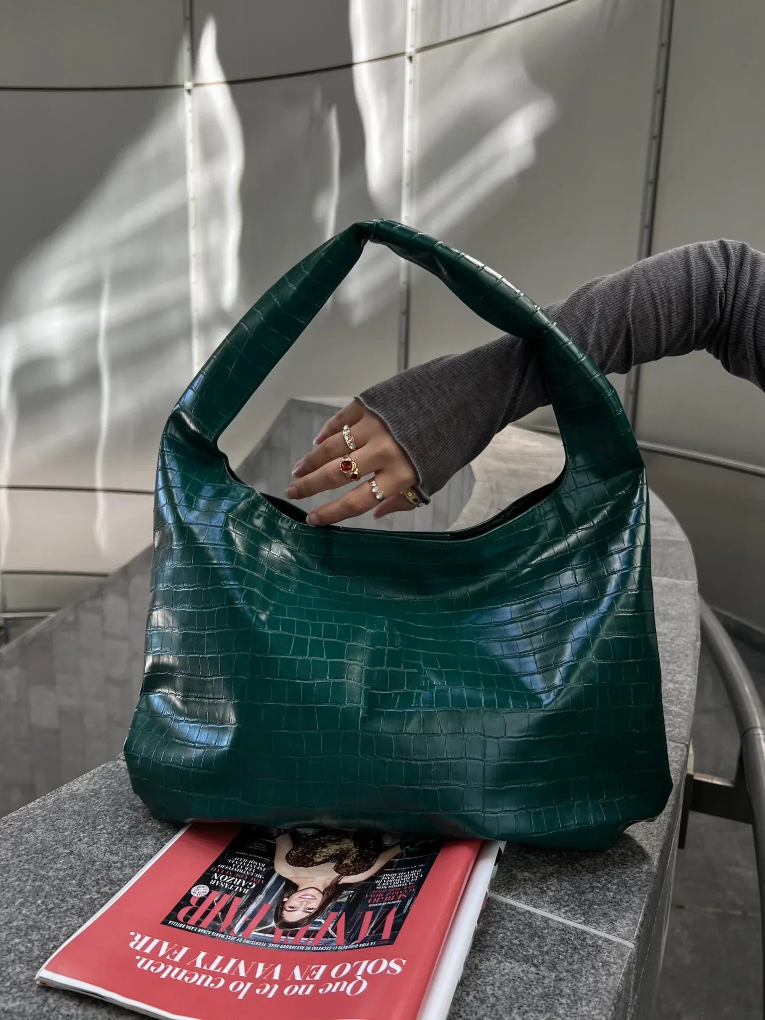 CROCO LEATHER BAG Green