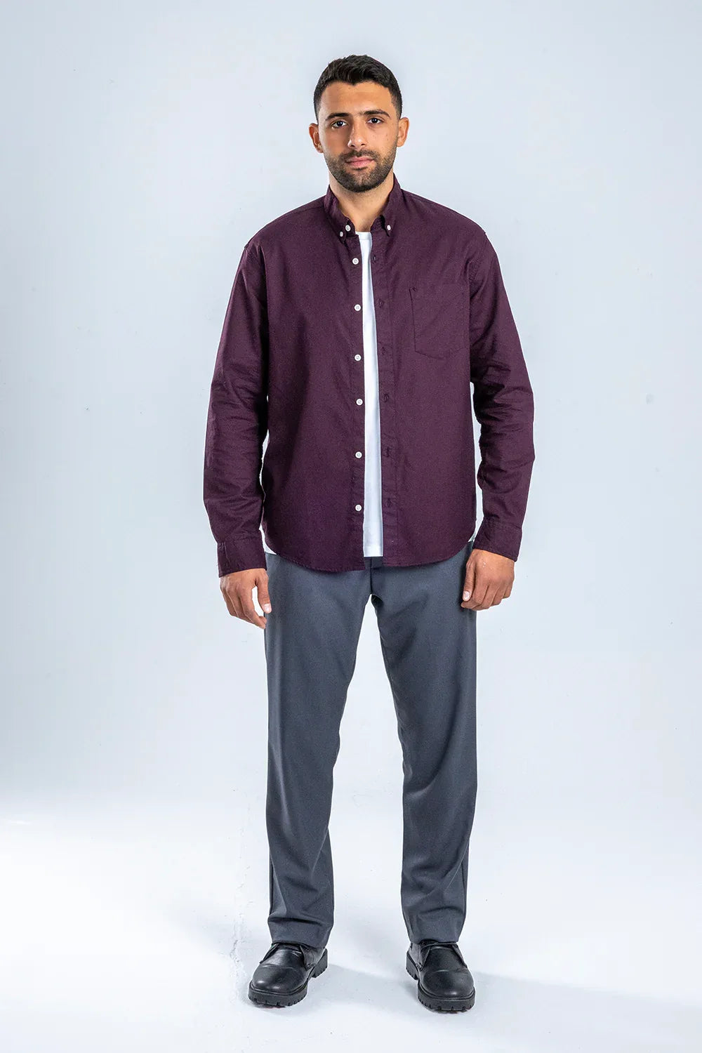 Blank Button-up Oxford shirt Burgundy