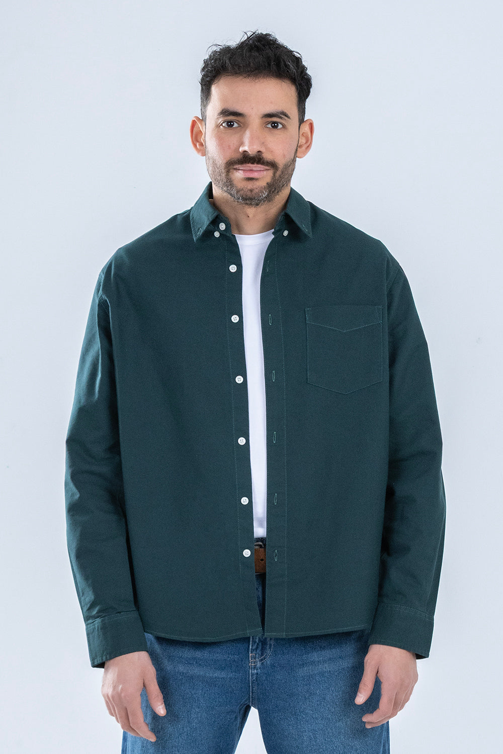 Blank Button-up Oxford shirt Olive