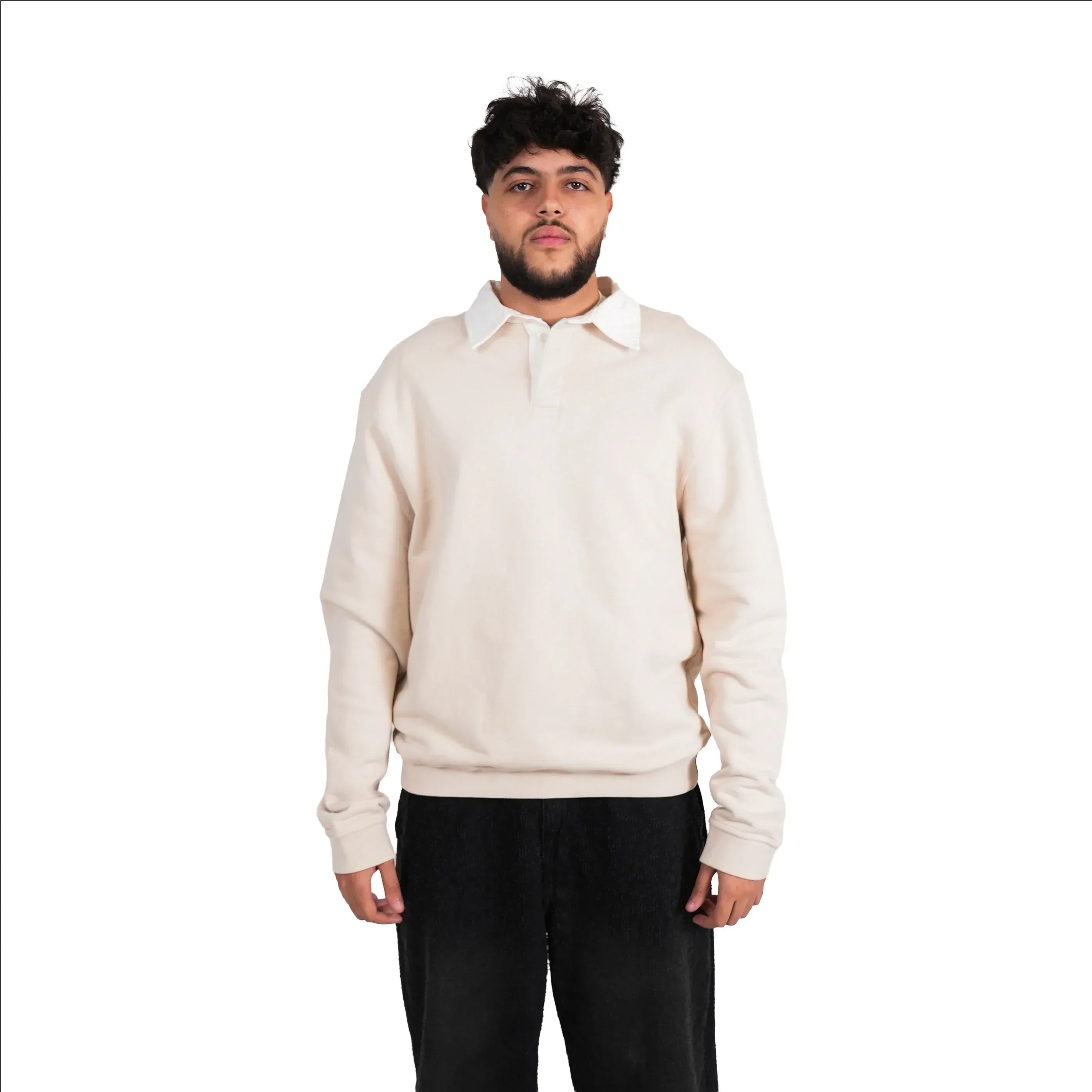 Long sleeves polo sweater Beige