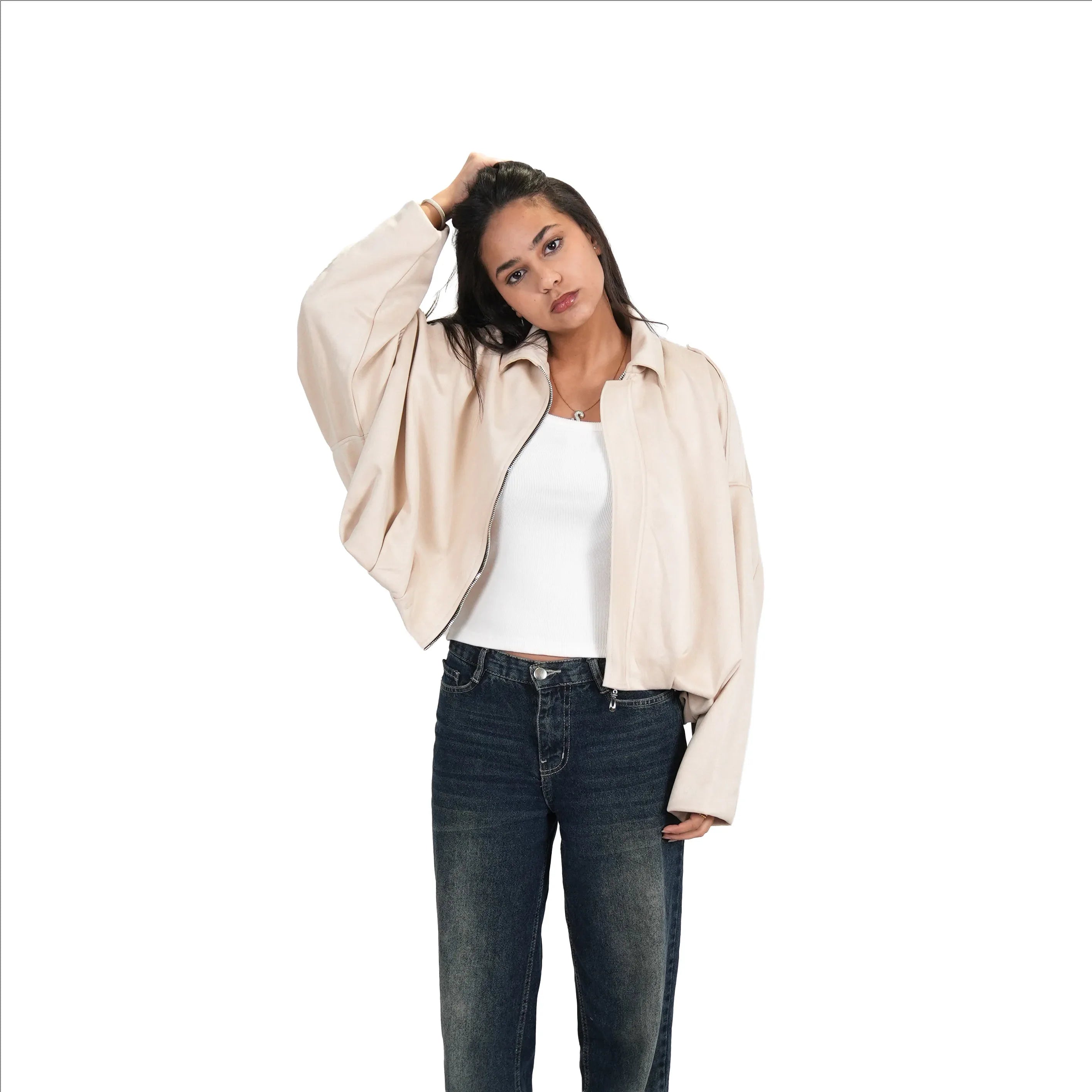 Suede jacket Biege One size (S M)