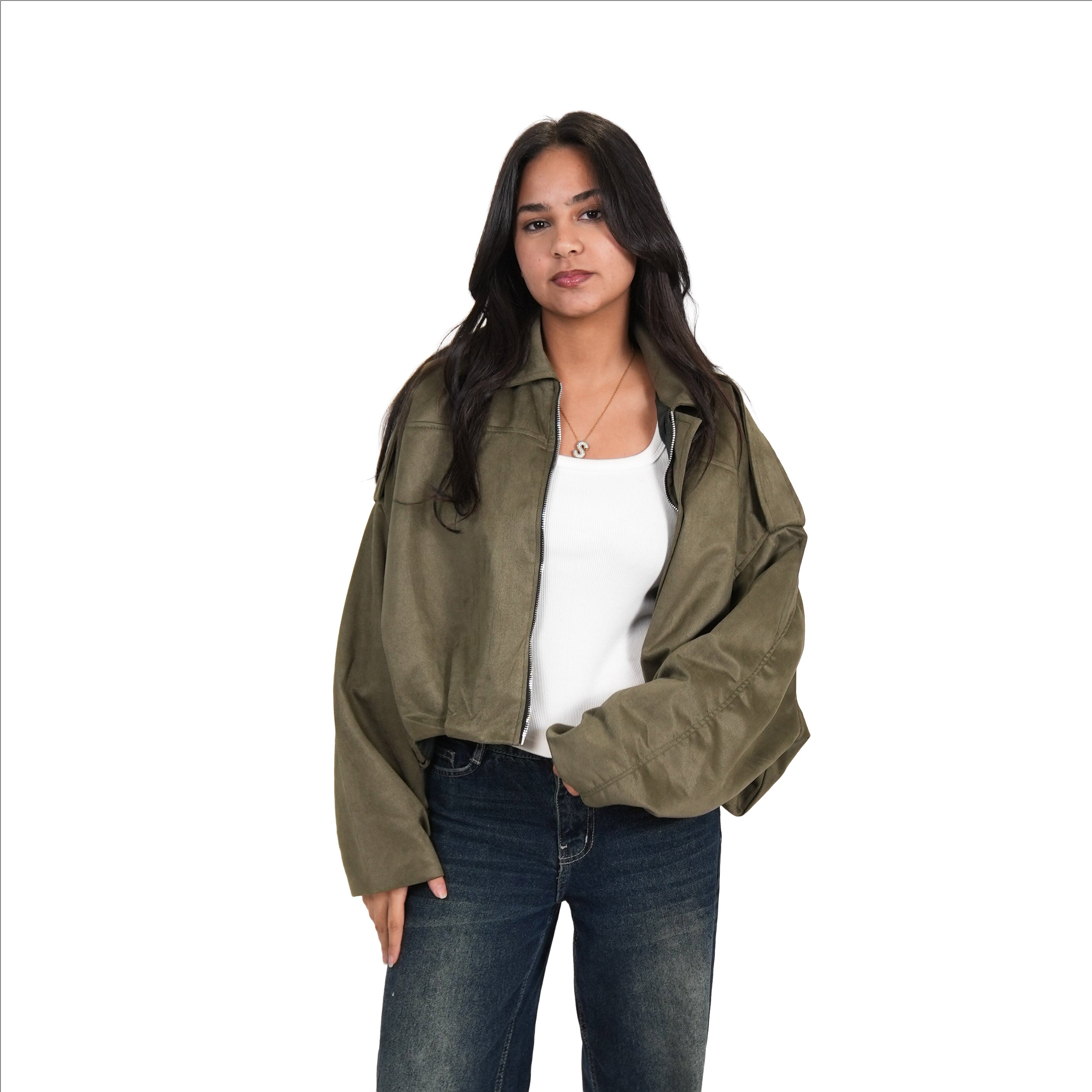 Suede jacket Olive One size (S M)