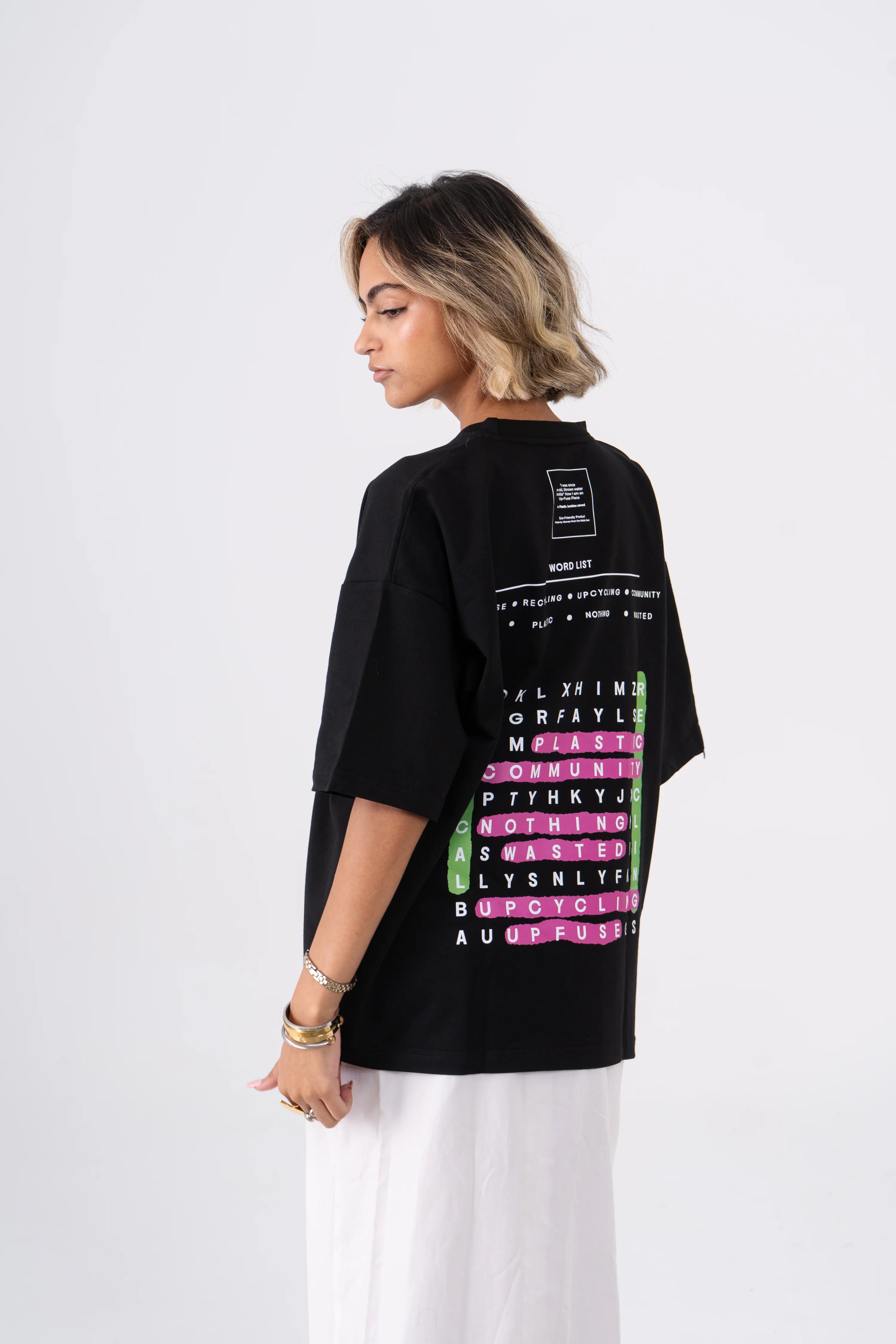 Oversized T-Shirt Cross Words Black