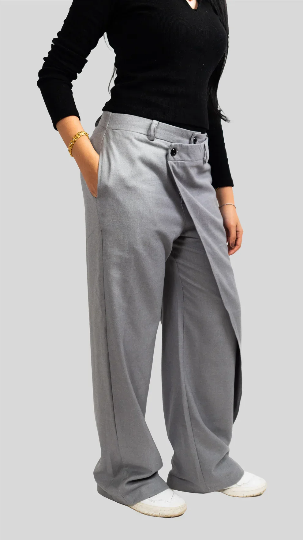 Folded reality pants Light gray